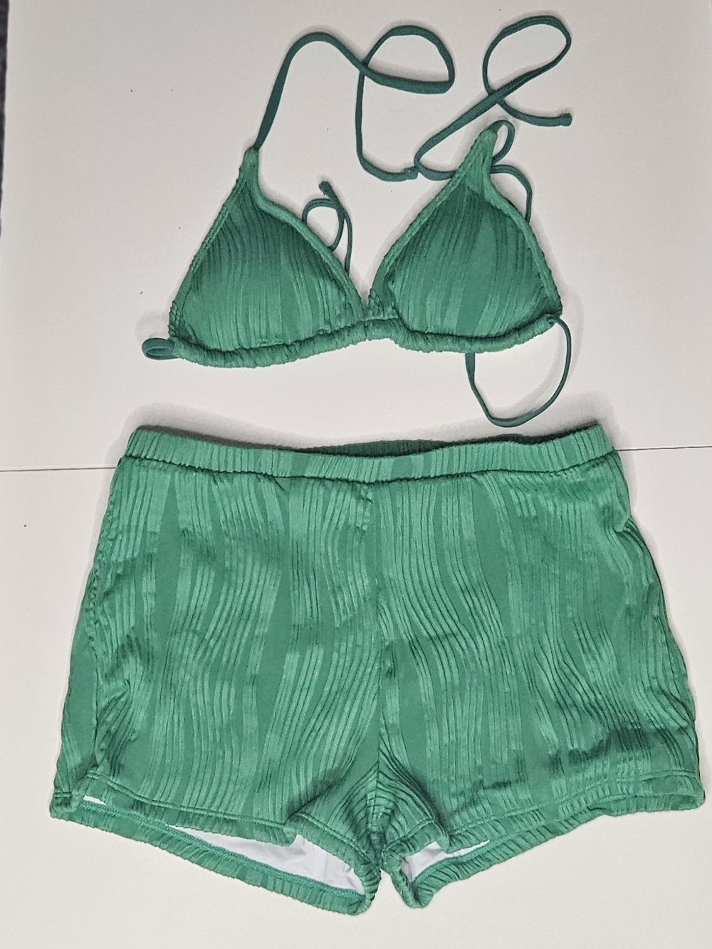 Womens green halter bikini set.